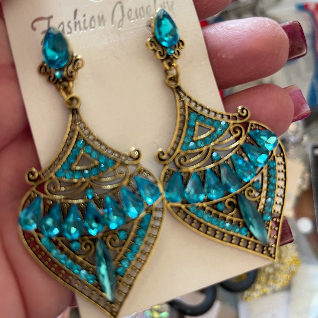 Turquoise And Antique Gold Earrings